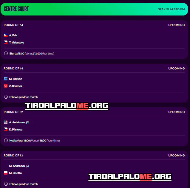 wta doha partidos lunes9 febrero 2026 tiroalpalo