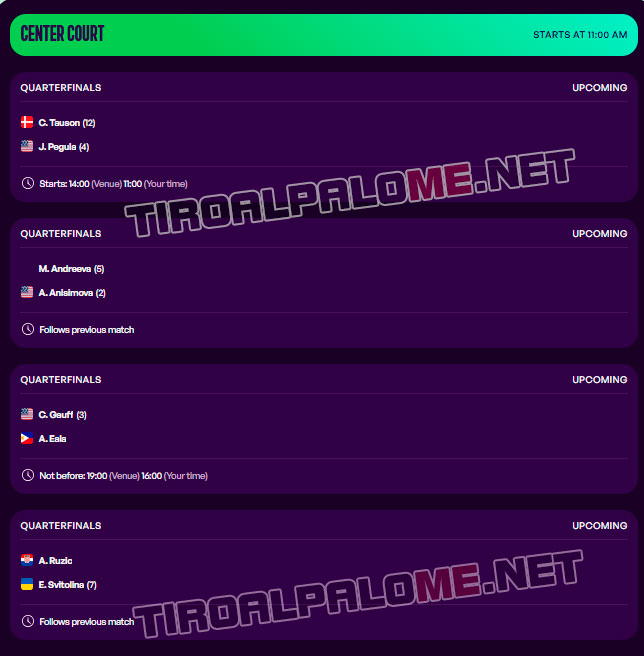 wta dubai jueves19 febrero partidos 2026 tiroalpalo